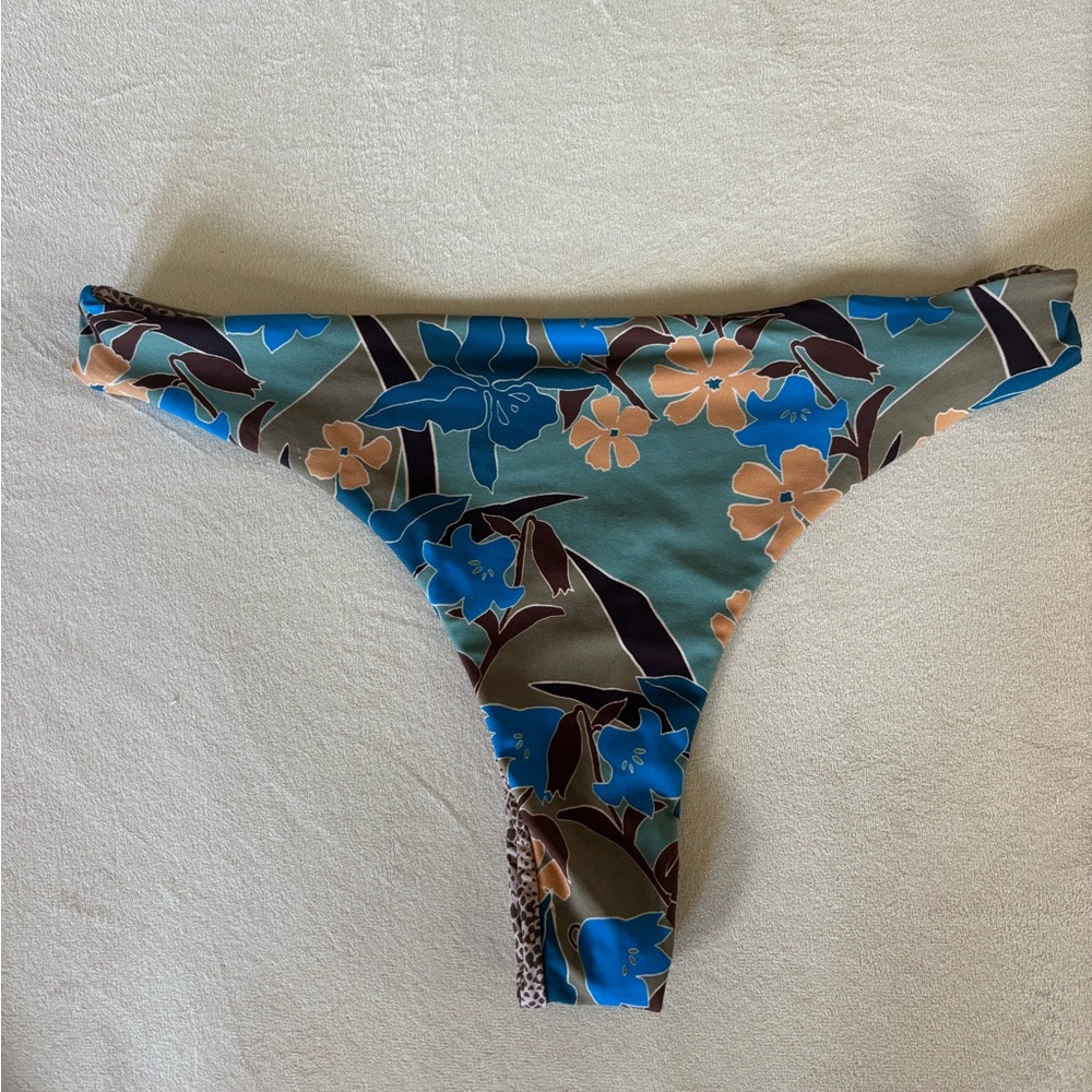 Acacia Swimwear Floral Bikini Bottom - Blue and Orange